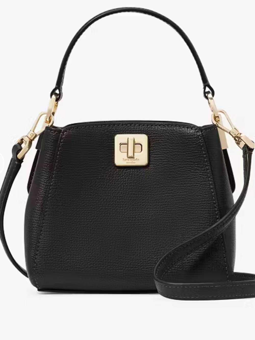 Kate Spade Black Leather Turn-Lock Crossbody Satchel